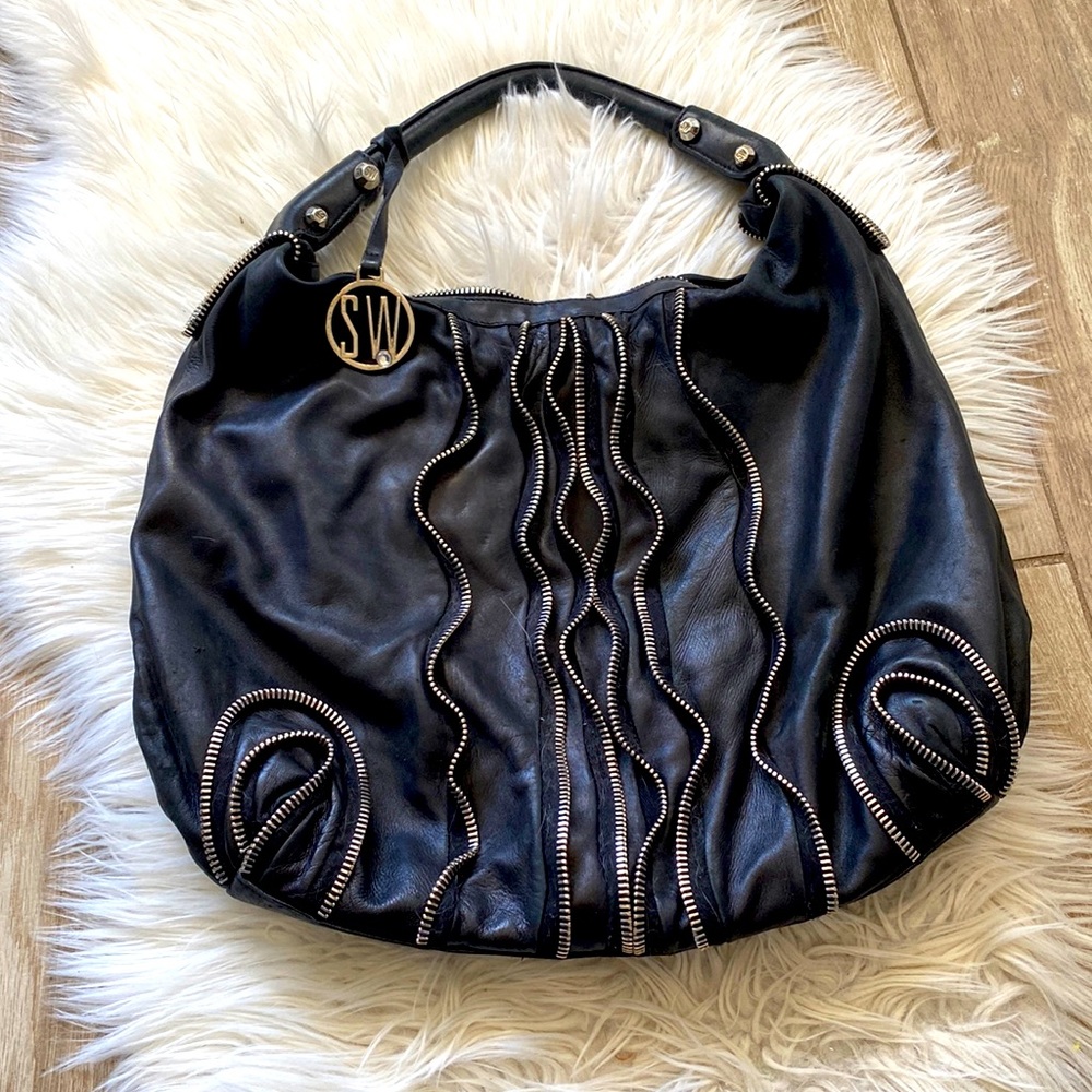 Stewart weitzman zipper leather purse